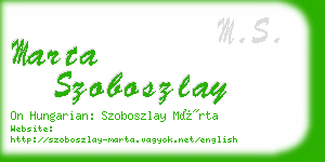 marta szoboszlay business card